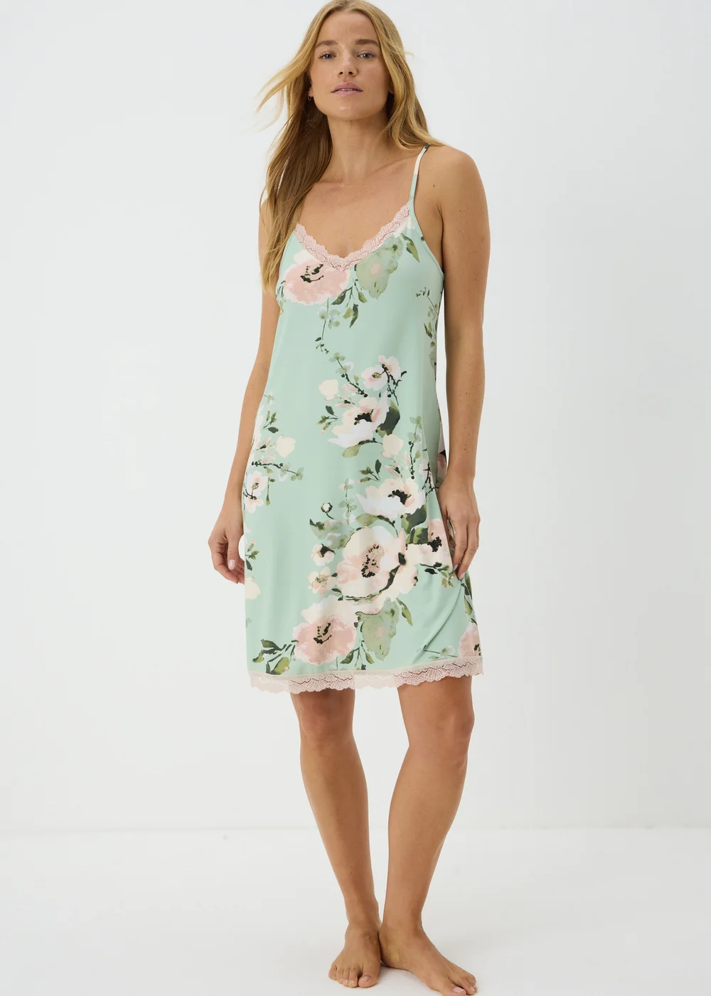 Sage Green Floral Chemise Nightie - Extra small Image 1