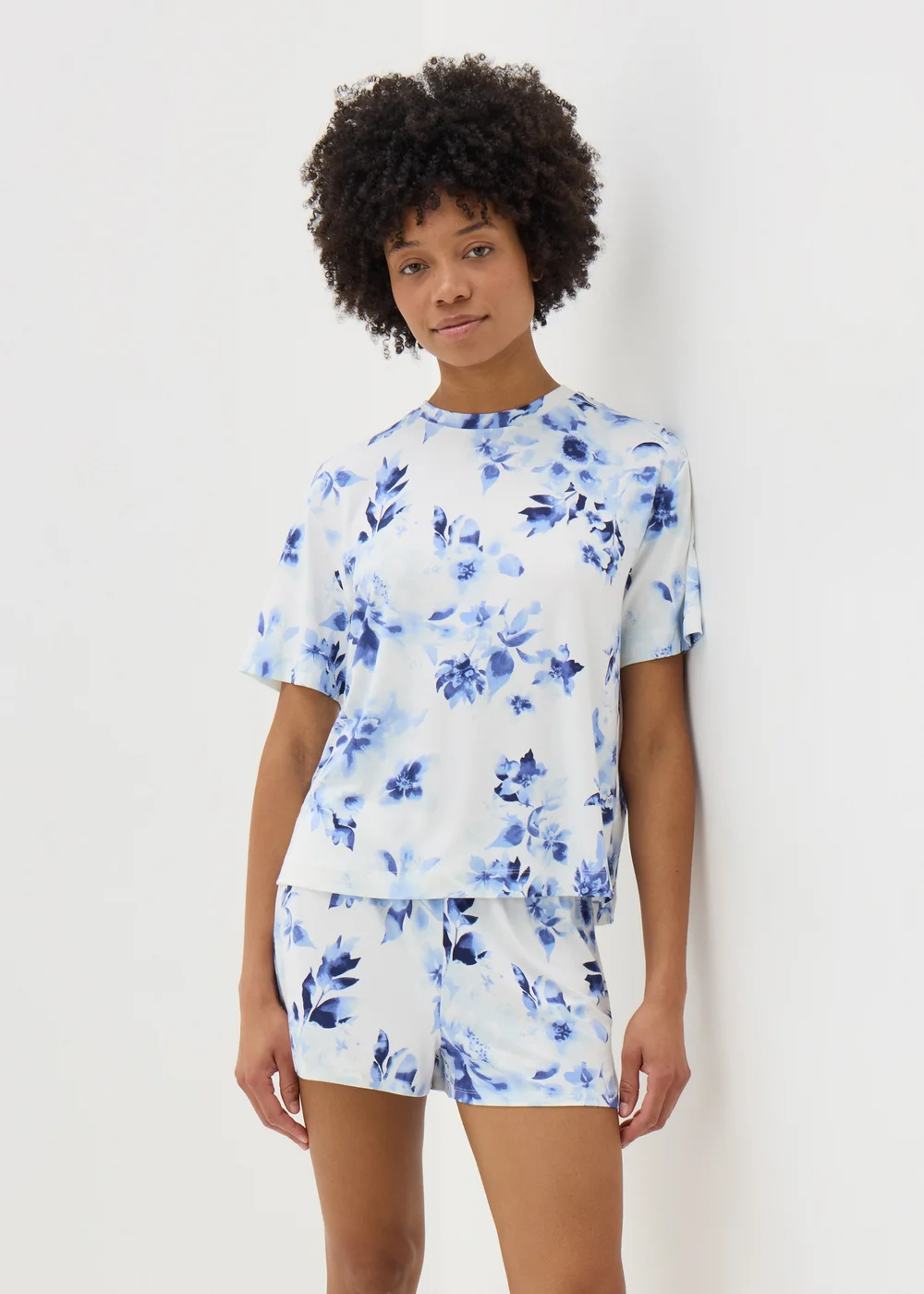 Blue Floral Shorts Pyjama Set - Extra small Image 1