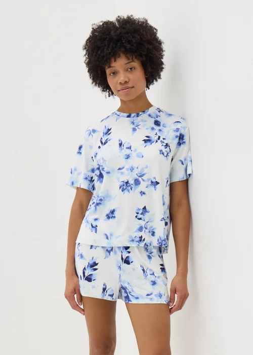 Blue Floral Shorts Pyjama Set - Extra small Image 1
