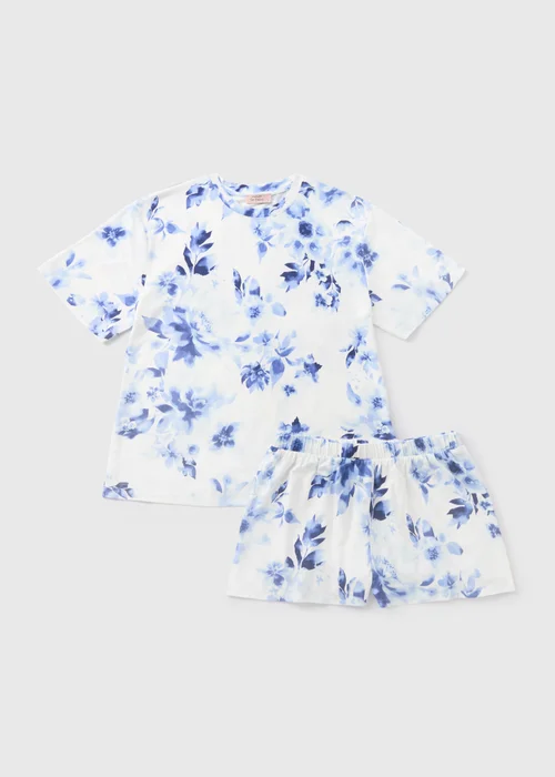 Blue Floral Shorts Pyjama Set - Extra small Image 3