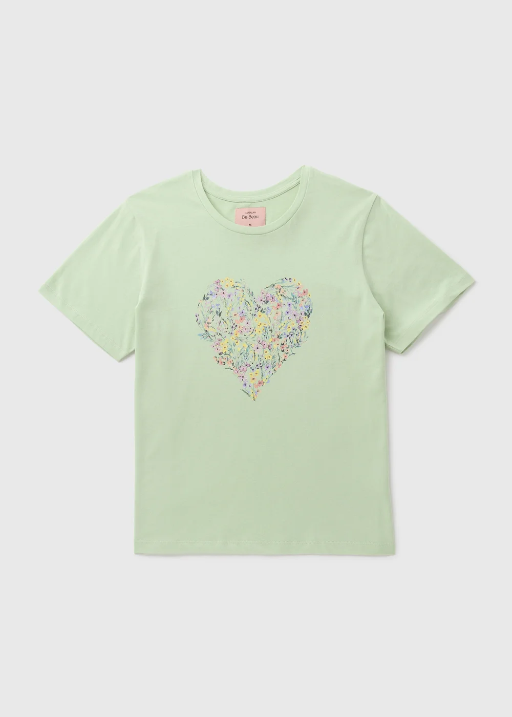 Sage Green Floral Heart Pyjama T-Shirt - Small Image 3