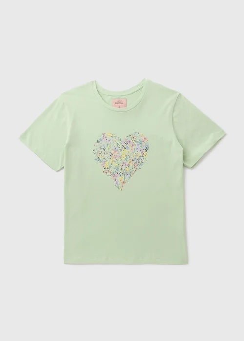 Sage Green Floral Heart Pyjama T-Shirt - Small Image 3