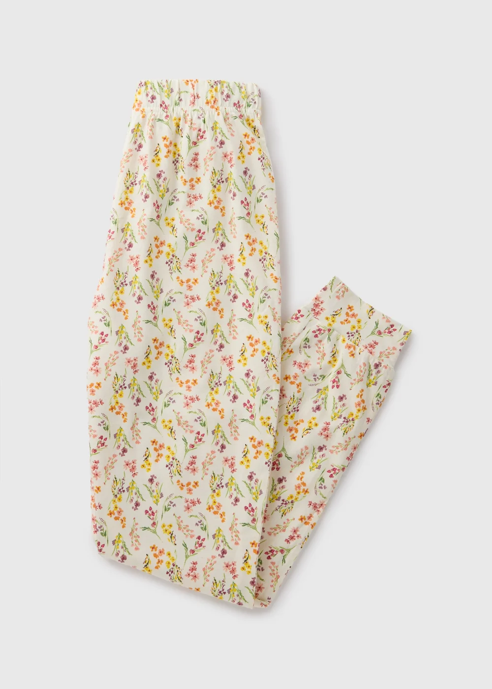 Cream Floral Print Pyjama Bottoms - Small Image 3