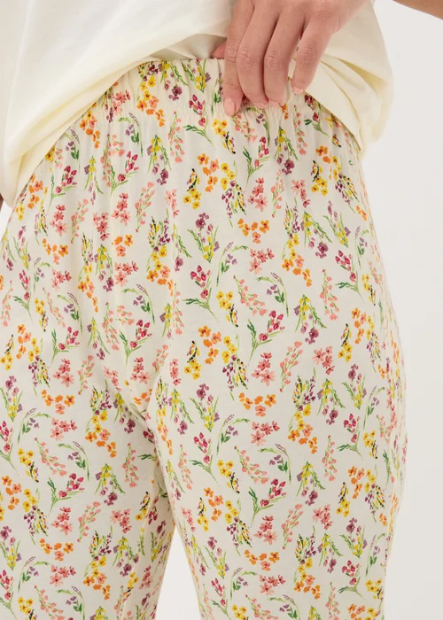 Cream Floral Print Pyjama Bottoms - Small Image 2