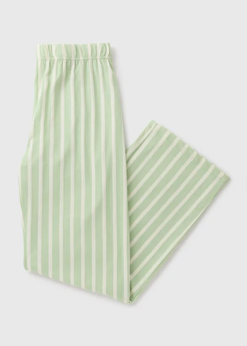Sage Green Stripe Pyjama Bottoms - Small Image 3