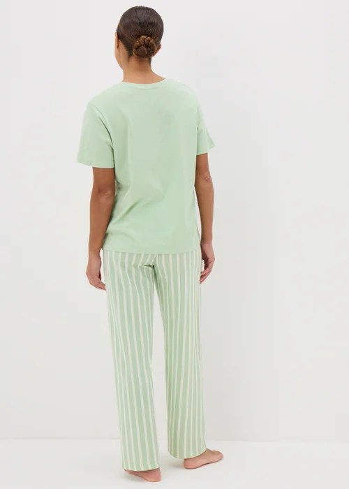 Sage Green Stripe Pyjama Bottoms - Small Image 2