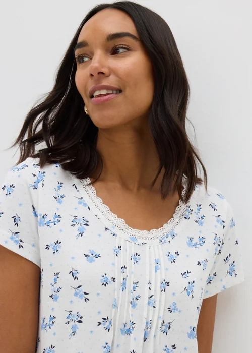 White Ditsy Floral Nightie - Small Image 2