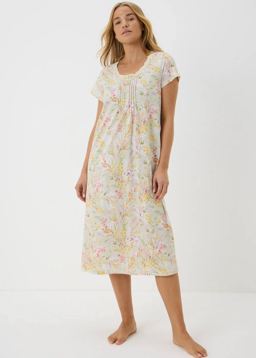 Sage Green Floral Nightie - Small Image 1
