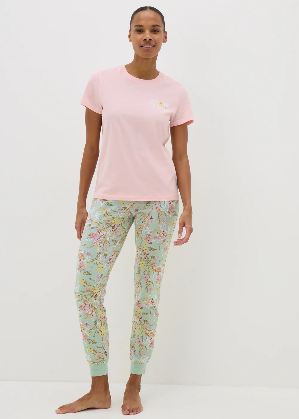 Sage Green Ditsy Floral Pyjama Set - Extra small Image 1