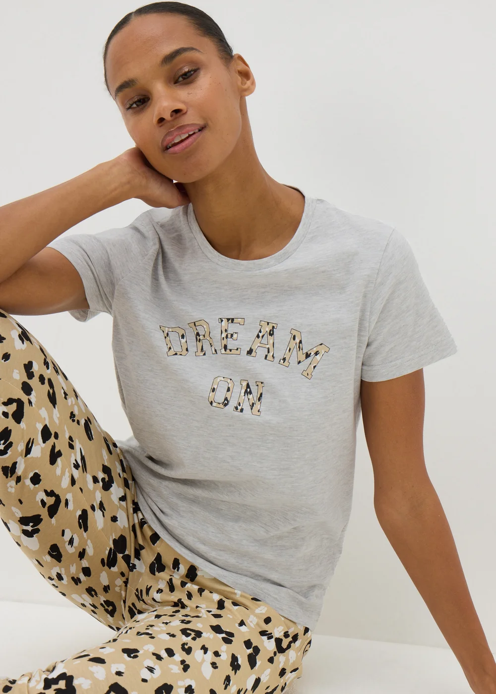 Grey Animal Print Dream On Pyjama Set - Extra small Image 1