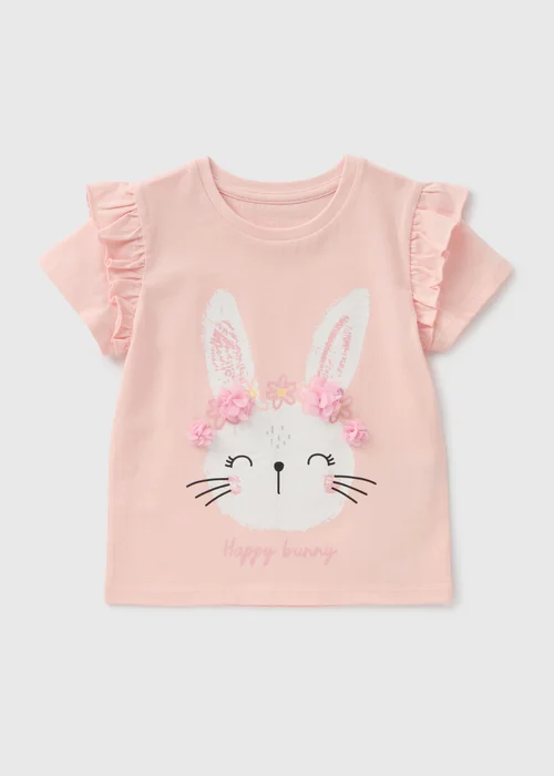 Girls Pink Easter Bunny T-Shirt (1-7yrs) - 2-3 Yrs Image 1