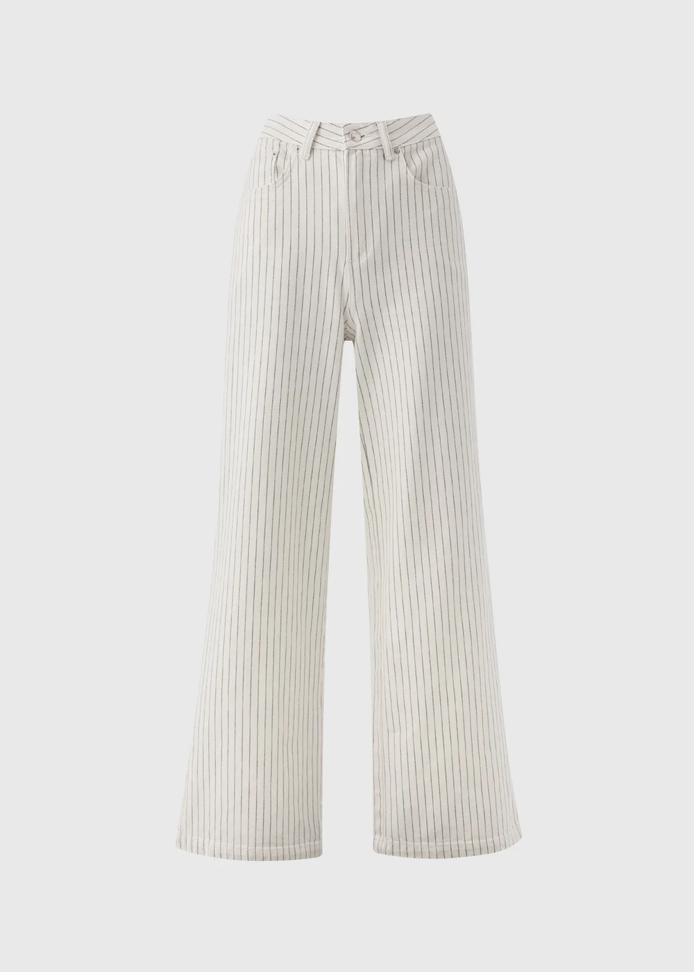 Ecru Stripe Wide Leg Jeans - 8/L29 Image 4