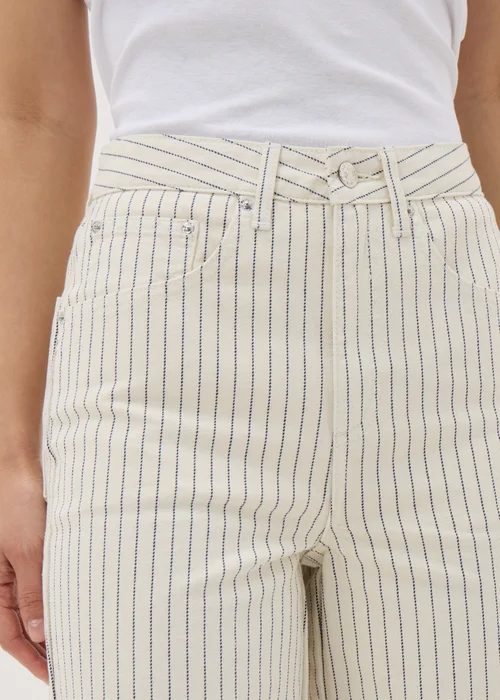Ecru Stripe Wide Leg Jeans - 8/L29 Image 3