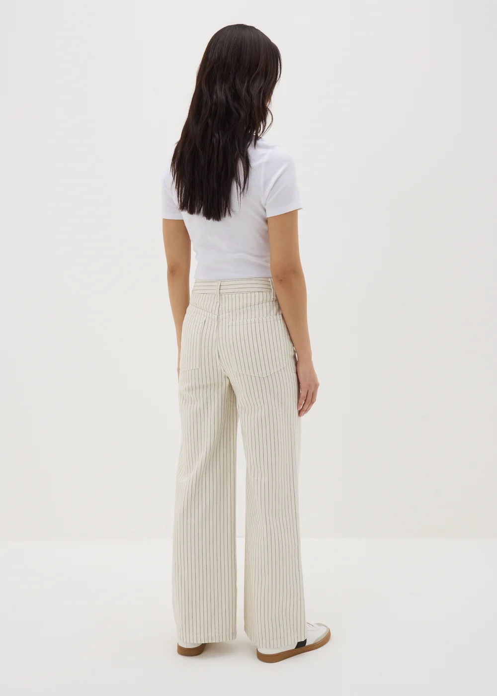 Ecru Stripe Wide Leg Jeans - 8/L29 Image 2