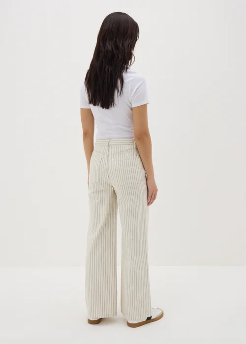 Ecru Stripe Wide Leg Jeans - 8/L29 Image 2
