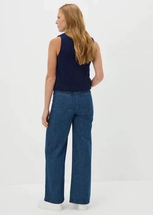 Blue Stripe Wide Leg Jeans - 8/L29 Image 3