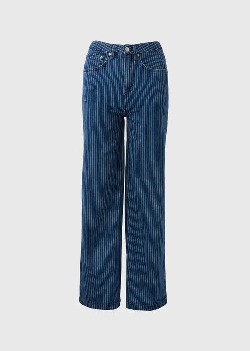 Blue Stripe Wide Leg Jeans - 8/L29 Image 4