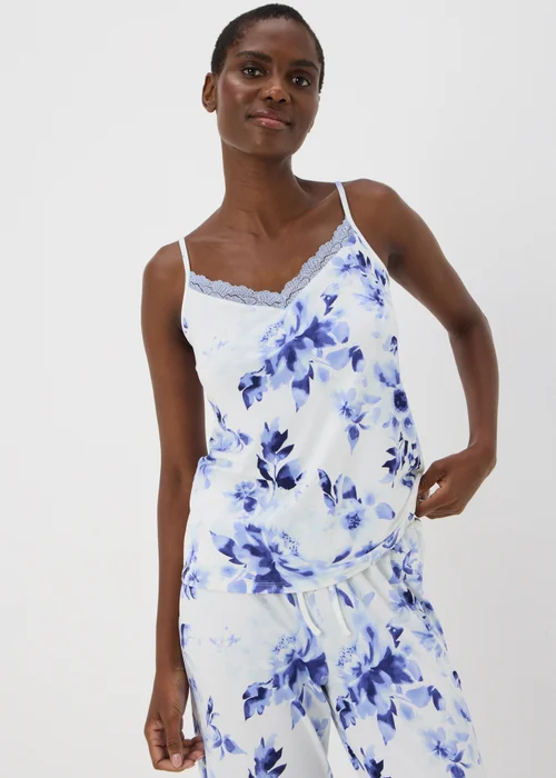 Blue Floral Cami Pyjama Top - Extra small Image 1