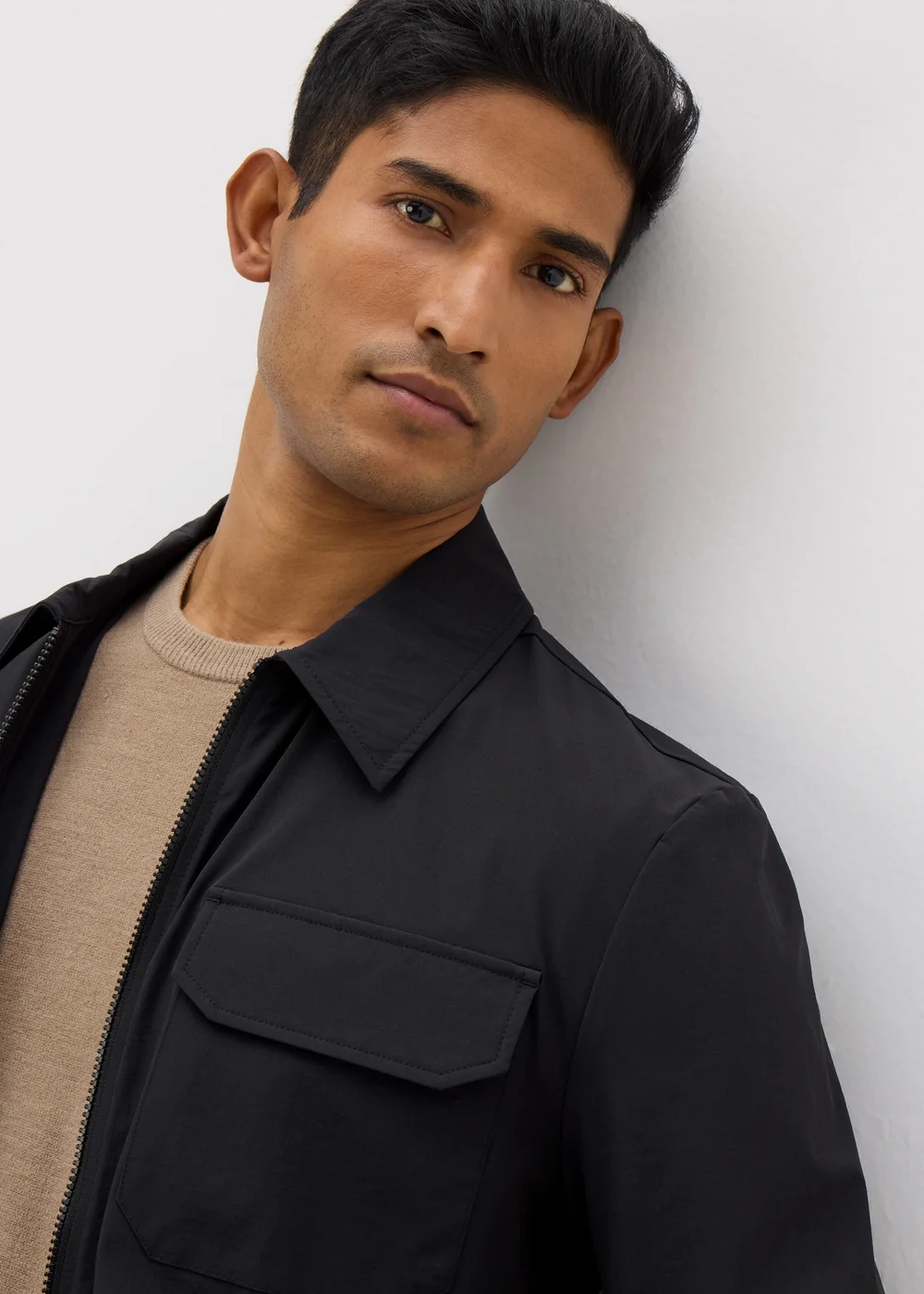 Black Smart Zip Up Shacket - S Image 2