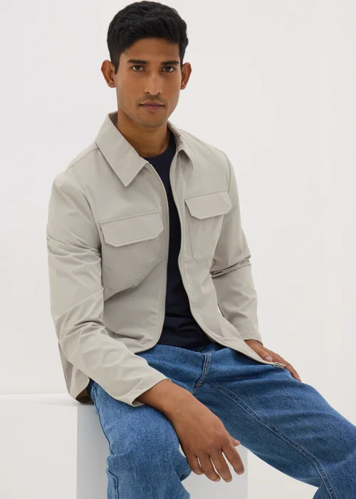 Grey Zip Up Shacket - Small Image 1