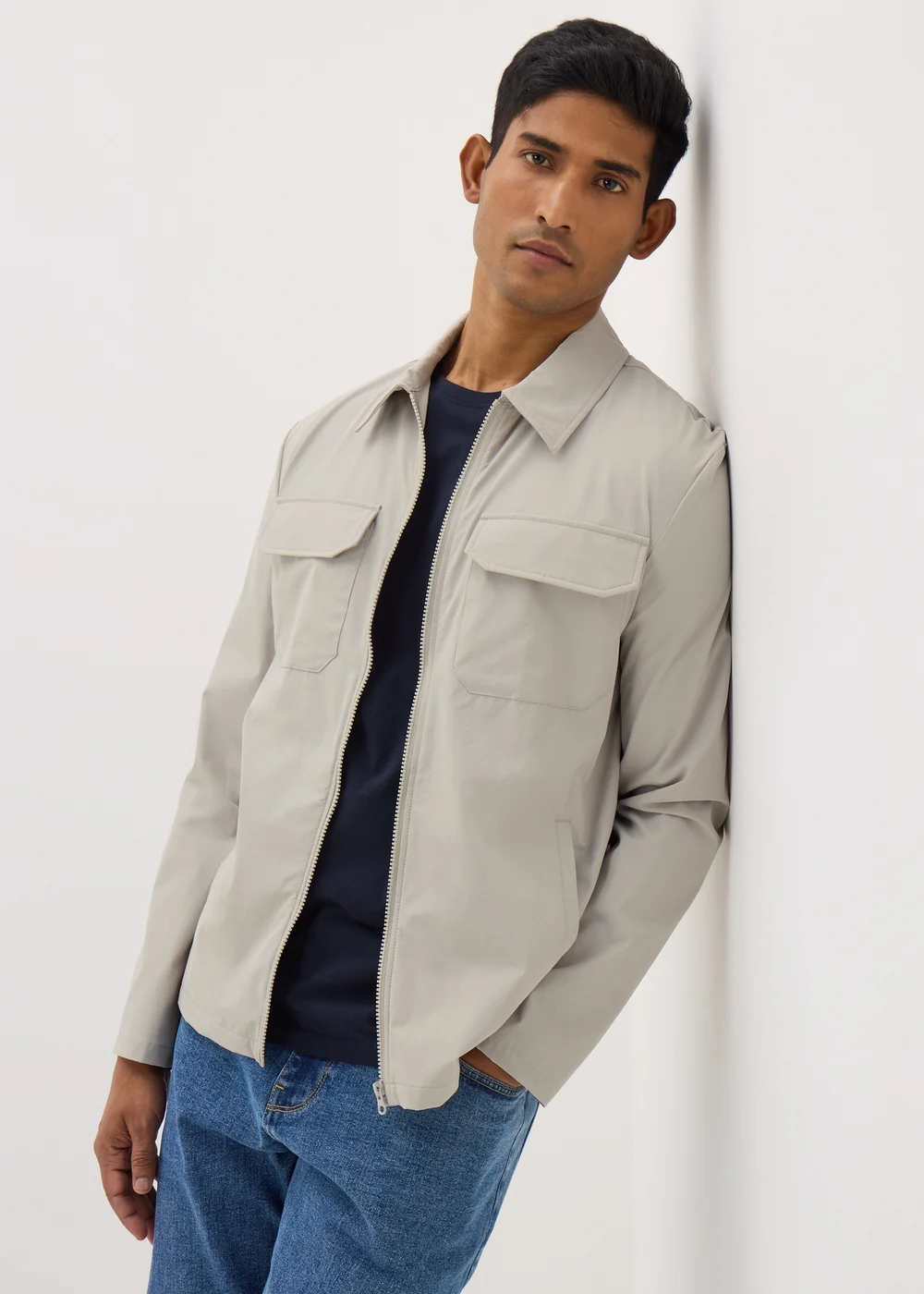 Grey Zip Up Shacket - Small Image 2