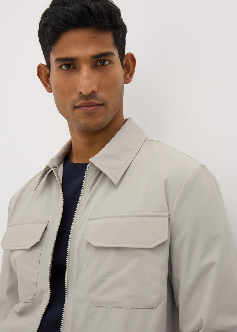 Grey Zip Up Shacket - Small Image 3