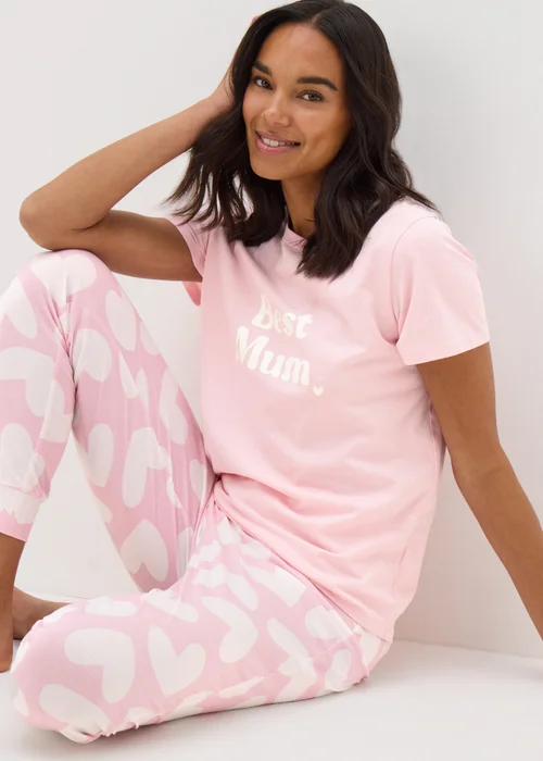 Pink Best Mum Pyjama Set - Small Image 1