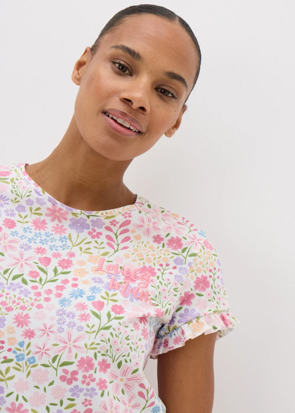Pink Floral Lovely Mum Pyjama Set - Extra small Image 1