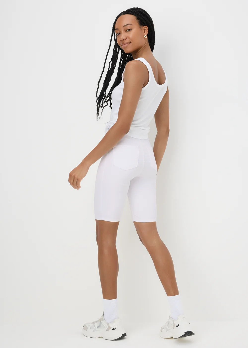 White Rosie Knee Length Shorts - 8 Image 1