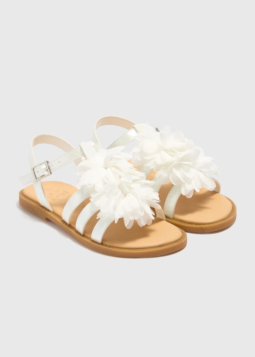 Girls White Flower Sandals (Younger 10-Older 5) - 2 Image 1