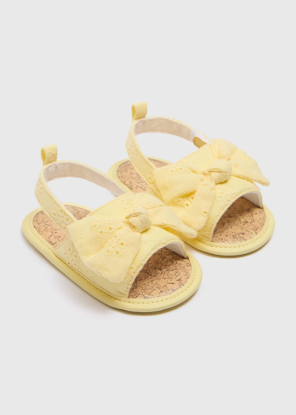 Baby Yellow Broderie Sandals (Newborn-18mths) - Age 0 - 3 Months Image 1