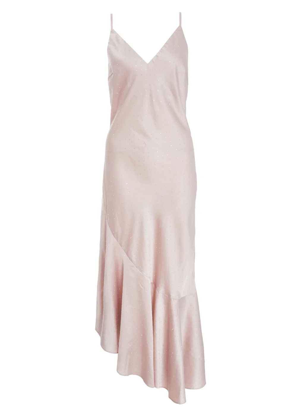 Quiz Rose Gold Satin Asymmetric Midaxi Dress - 6 Image 4