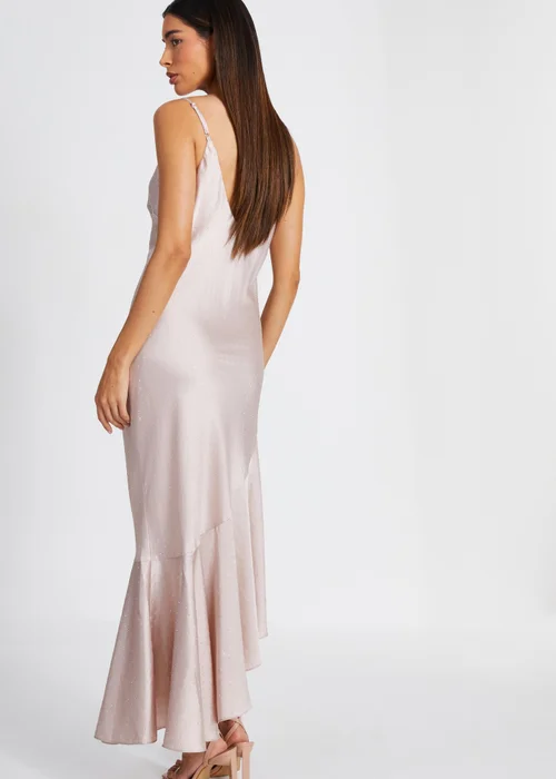 Quiz Rose Gold Satin Asymmetric Midaxi Dress - 6 Image 2