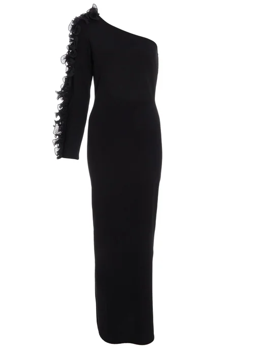 Quiz Black Frill One Shoulder Maxi Dress - 6 Image 4