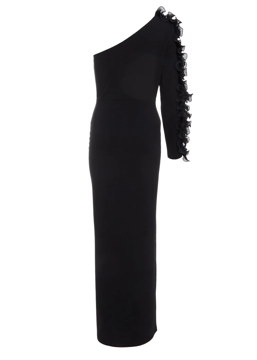 Quiz Black Frill One Shoulder Maxi Dress - 6 Image 5