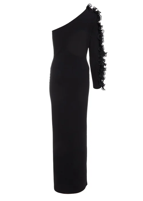 Quiz Black Frill One Shoulder Maxi Dress - 6 Image 5