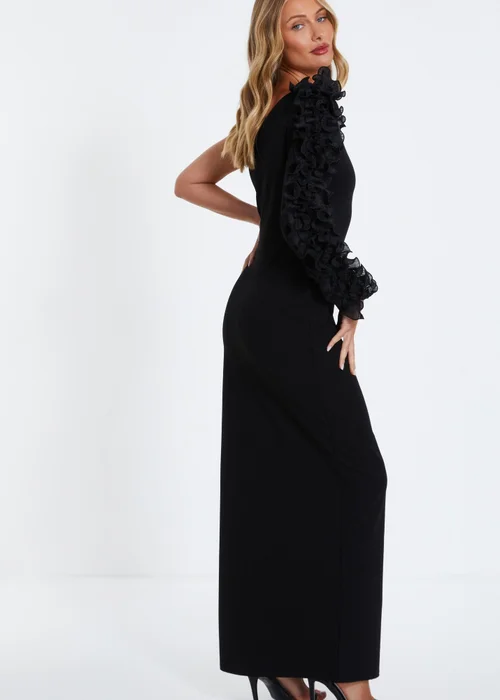 Quiz Black Frill One Shoulder Maxi Dress - 6 Image 2