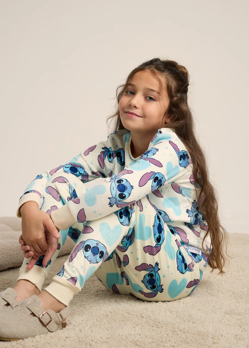 Disney Stitch Girls Fleece Pyjama Set - Age 7-8 Years Image 1