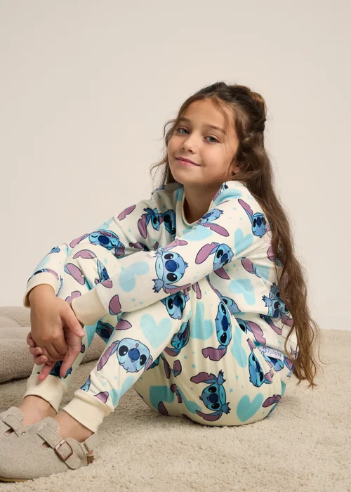 Disney Stitch Girls Fleece Pyjama Set - Age 7-8 Years Image 1