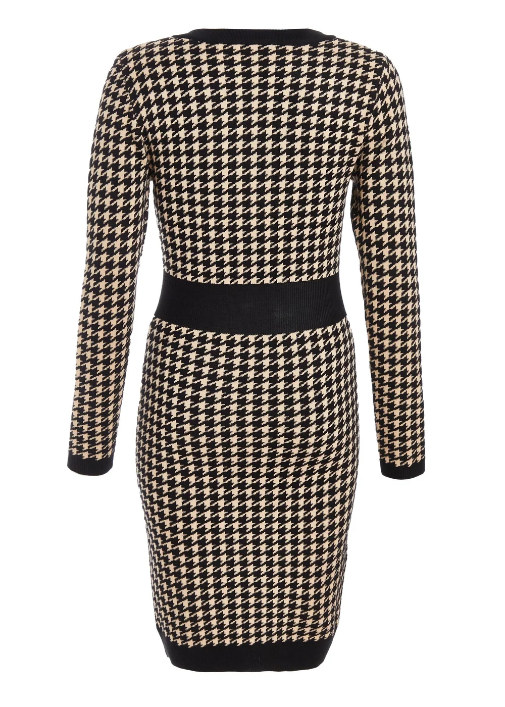 Quiz Black Knit Dog Tooth Jumper Dress - S Image 5