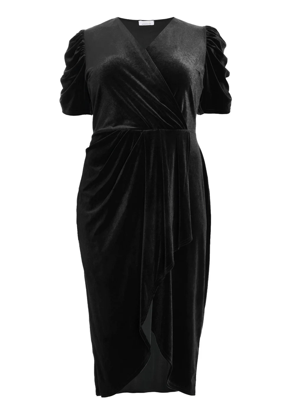 Quiz Black Curve Velvet Wrap Midi Dress - 16 Image 4