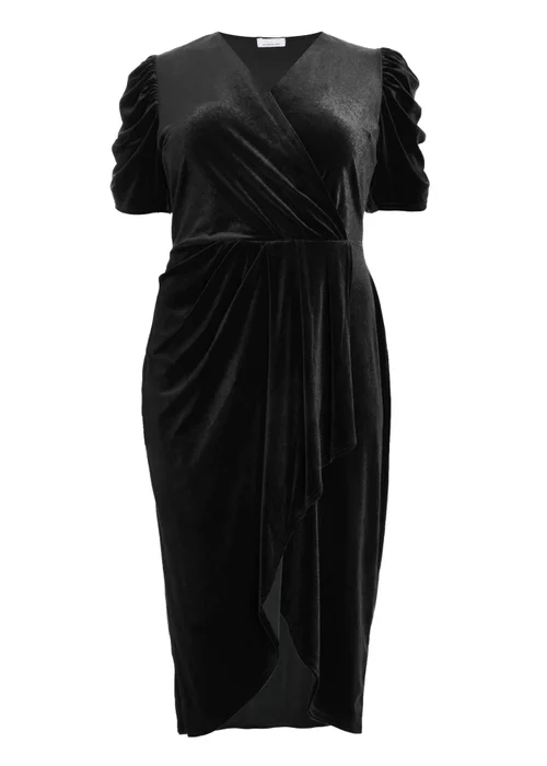 Quiz Black Curve Velvet Wrap Midi Dress - 16 Image 4