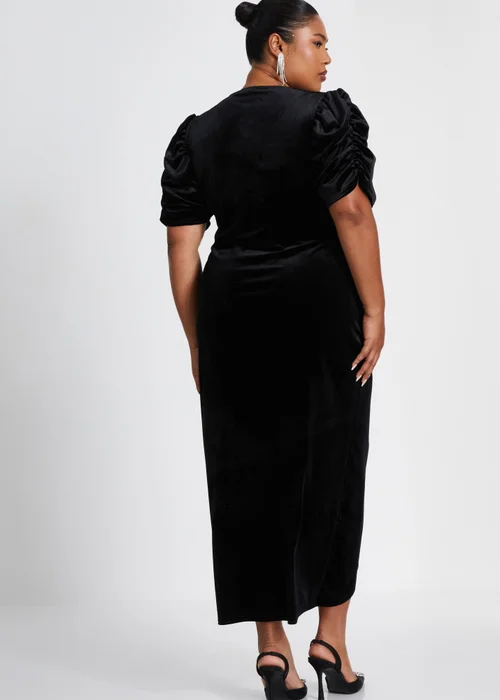 Quiz Black Curve Velvet Wrap Midi Dress - 16 Image 2