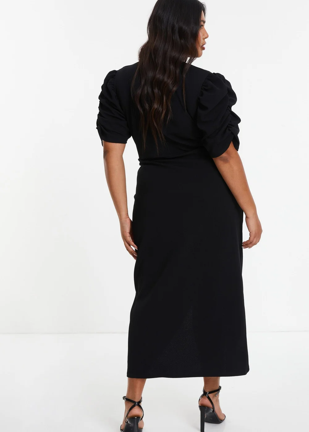 Quiz Black Curve Wrap Midi Dress - 16 Image 2
