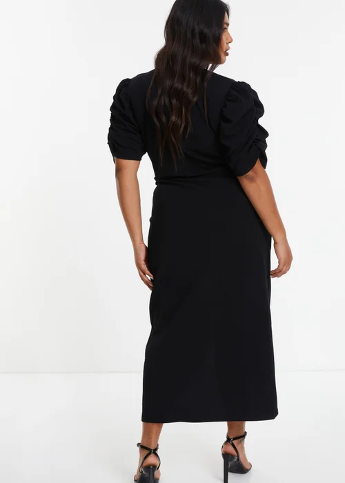 Quiz Black Curve Wrap Midi Dress - 16 Image 2