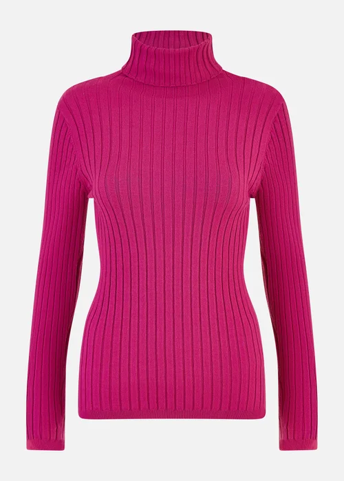 Mela Pink Ribbed Knit Roll Neck Jumper - S Image 3