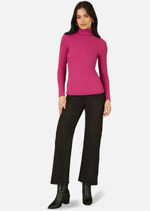 Mela Pink Ribbed Knit Roll Neck Jumper - S Image 1