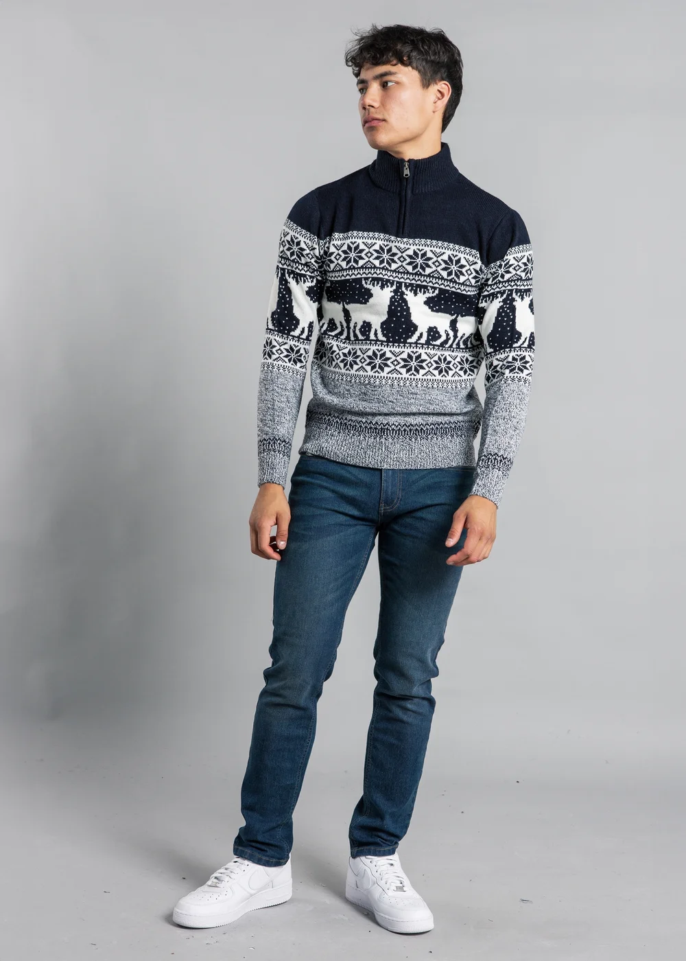 Tokyo Laundry Navy Festive Jacquard Twist Knit 1/4 Zip Jumper - 2XL Image 4
