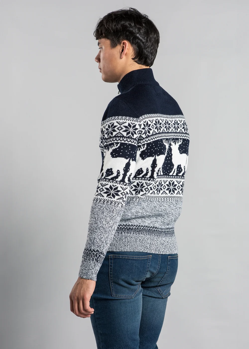 Tokyo Laundry Navy Festive Jacquard Twist Knit 1/4 Zip Jumper - 2XL Image 5