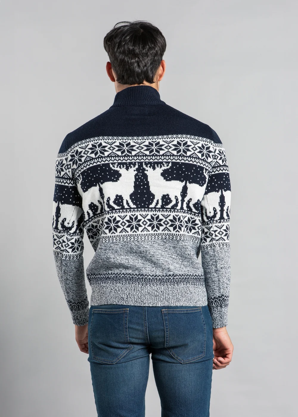 Tokyo Laundry Navy Festive Jacquard Twist Knit 1/4 Zip Jumper - 2XL Image 2